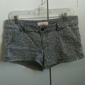 Leopard Print Denim Shorts